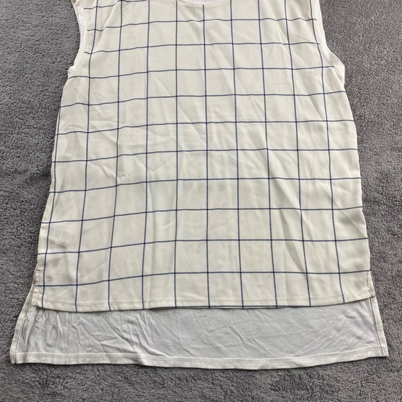 Ann Taylor LOFT Sleeveless Essential Shirt Womens Small Ivory Blue - Picture 9 of 11